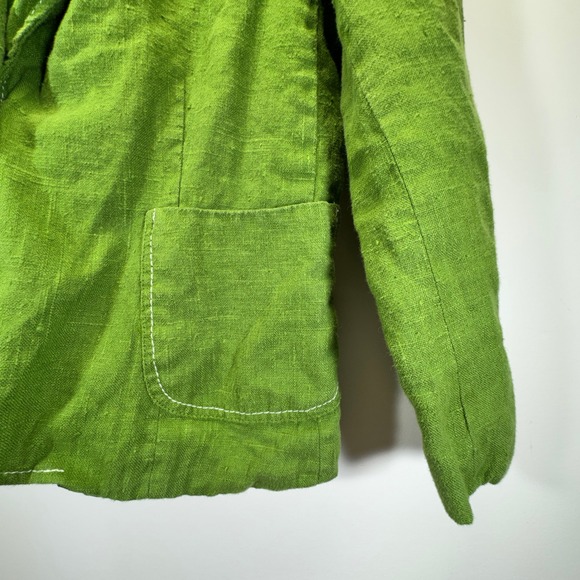 VTG Harve Benard 100% Linen Green Blazer 3/4 Sleeve Womens Size 8 Easter Summer - Picture 3 of 10